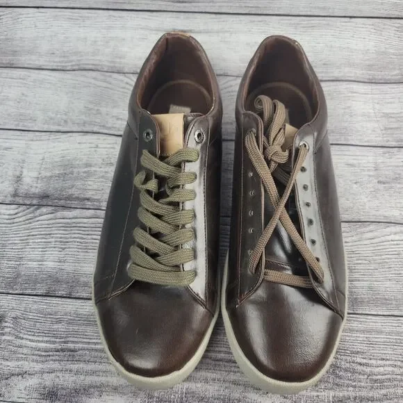 TRUE RELIGION-Men’s 10.5 Brown Leather Athletic Shoes Sneakers